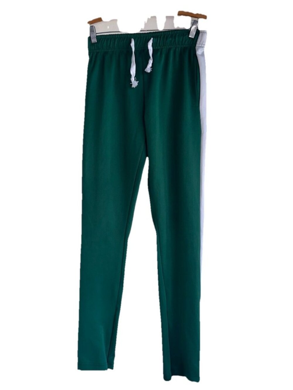 Weiv Los Angeles Track Pants Men's M Green White Side Striped Ankle Zip